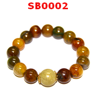 SB0002 : สร้อยข้อมือหินเกล็ดมังกร ไหมทอง