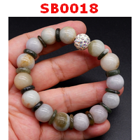 SB0018 : สร้อยข้อมือหยกขาวอมเขียว