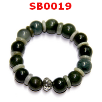 SB0019 : สร้อยข้อมือหยกขาวอมเขียว