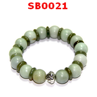 SB0021 : สร้อยข้อมือหยกขาวอมเขียว