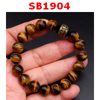 SB1904 : สร้อยข้อมือหินไทเกอร์อาย+หินลายเหรียญจีน