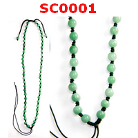 SC0001 : สร้อยคอหยกเขียว เชือกถัก